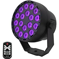 Luces Negras UV-Eleganted 7 Modos Luces De Etapa-3Wx18 LEDs Sonido Activado Luz Discoteca LED Lámpara de Escenario con…